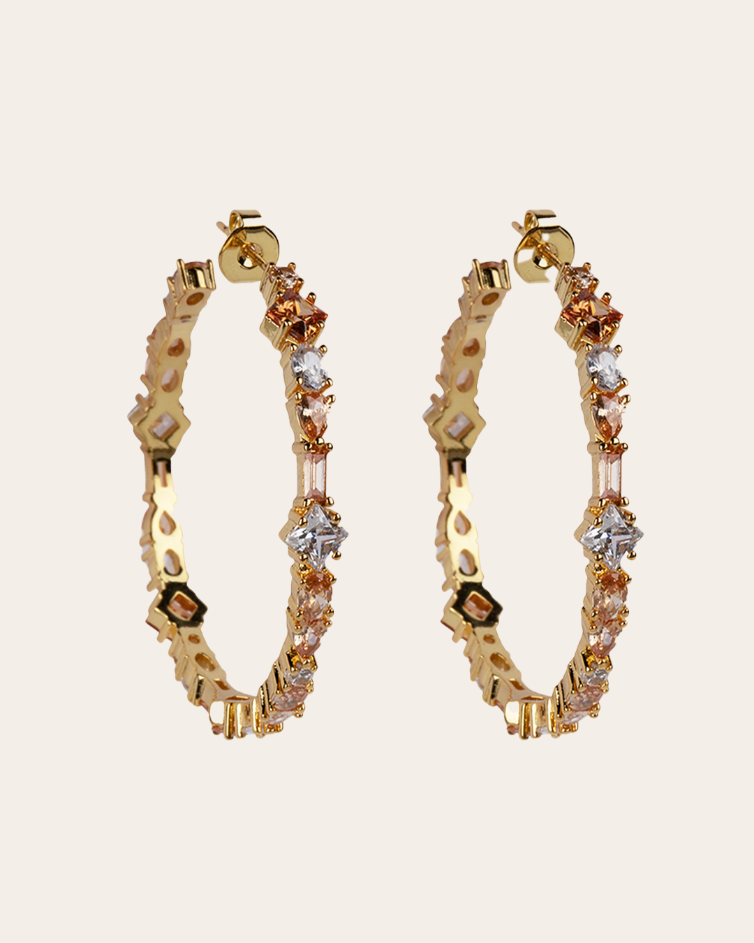 Aros Adriana Champán con Acabado Dorado