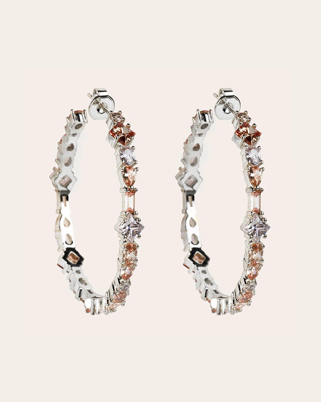 Aros Adriana Champán con Acabado Plateado