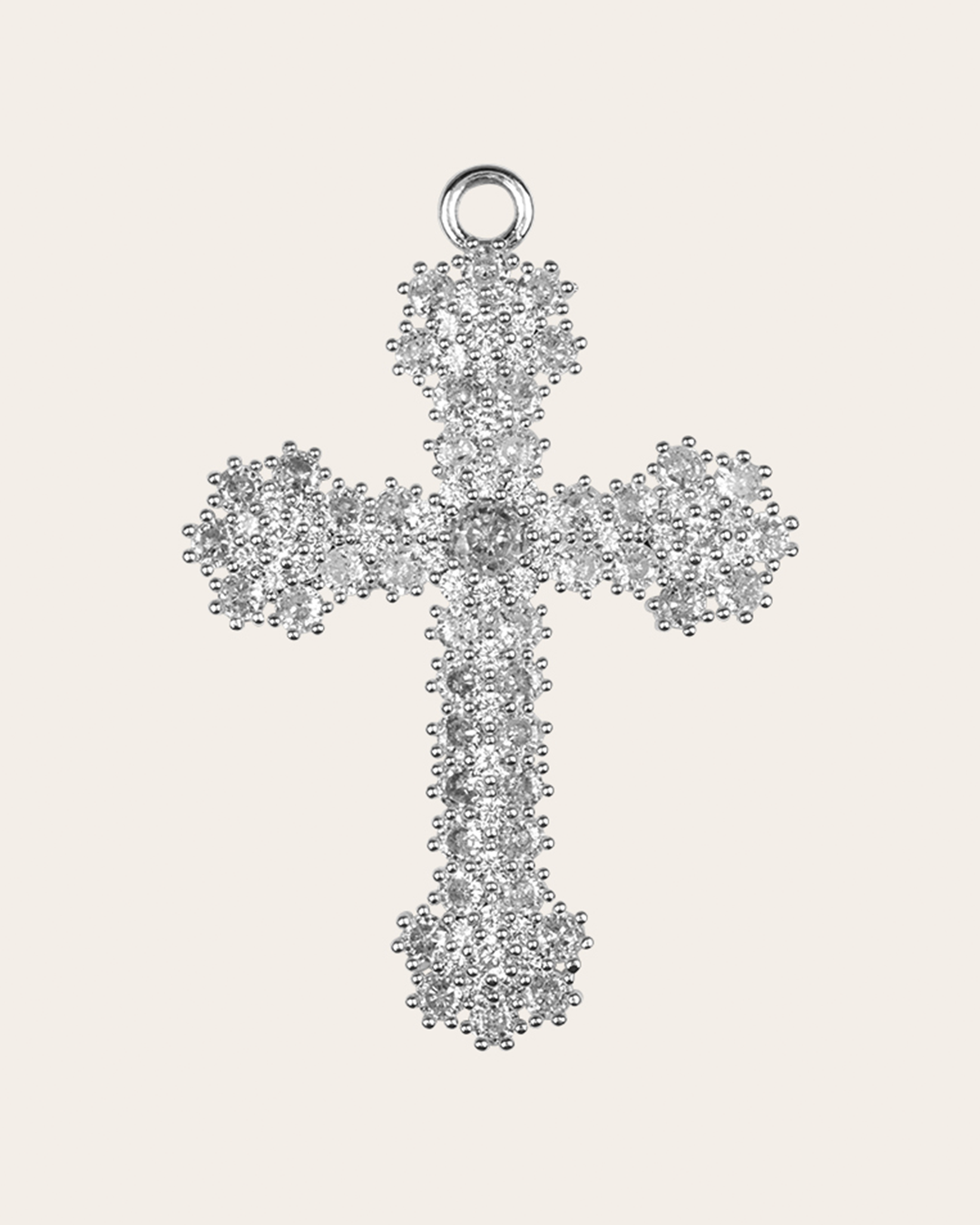 Colgante Cruz Kourtney Blanco con Acabado Plateado