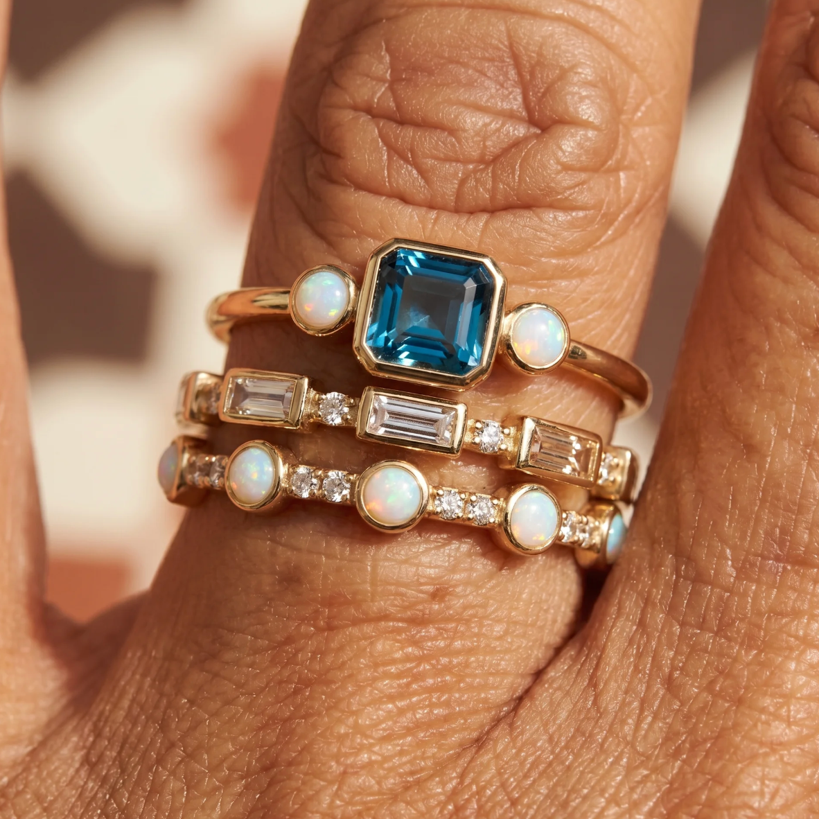 Clara | Set de Anillos Talla Esmeralda Azul