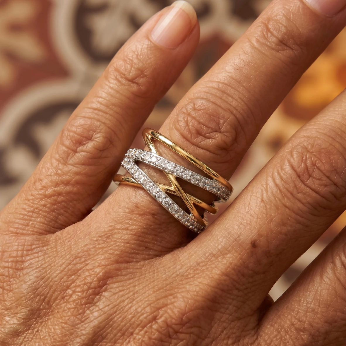 Francesca | Anillo Cruzado Bicolor