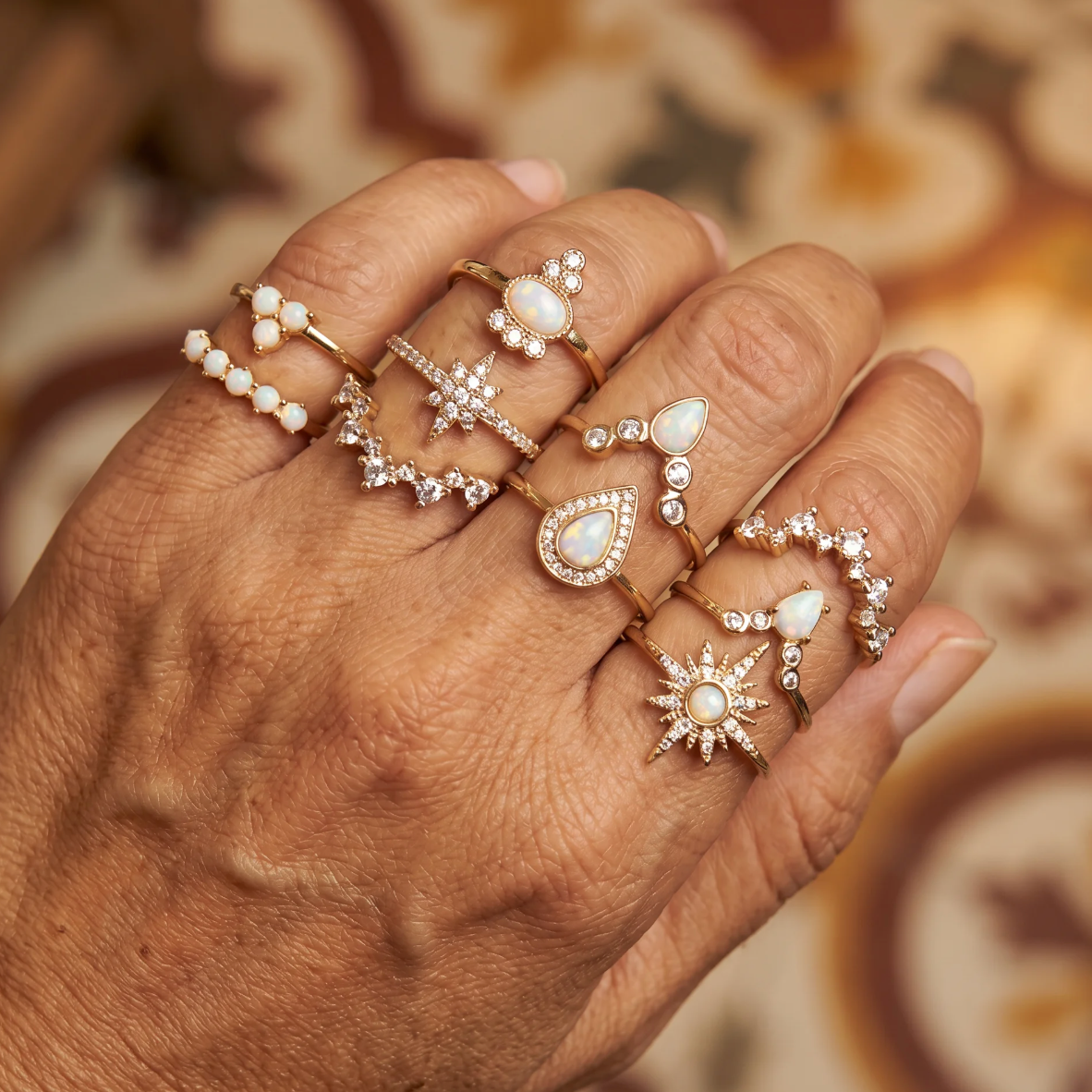 Mía | Set Anillos Celeste