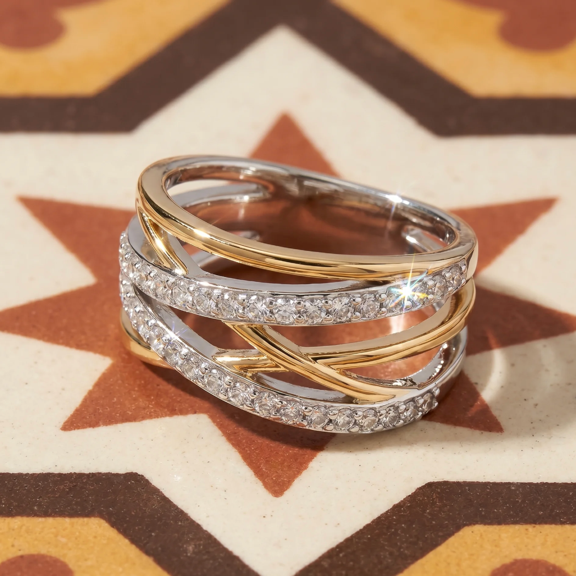 Francesca | Anillo Cruzado Bicolor